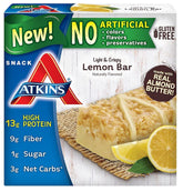 Atkins Snack Light Crispy Lemon Bar pack 2—whole bars for on-the-go energy