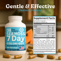 Atlantic Naturals Sea Moss capsules close-up showing tablet texture.