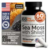 Atlantic Naturals Sea Moss Shilajit capsules bottle enabling a simple daily wellness routine.