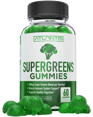 Atlantis Nutrition Supergreens Gummies bottle for daily greens convenience
