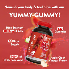 ATLEMISME Apple Cider Vinegar Gummies close-up shows chewy texture and apple flavor.
