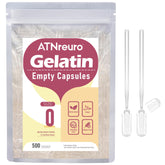 ATNreuro Size 0 empty capsules in a bottle for easy storage on the go.