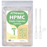 ATNreuro Size 1 empty vegan capsules packaging ideal for custom powder blends
