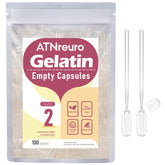 ATNreuro Size 2 empty capsules packaging shows clear shells for powder blends