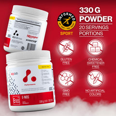 Scoop with water in glass, citrus flavor ready to blend