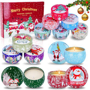 atranquikk 12pcs Christmas scented candles set in festive box, ideal for gifting and ambiance.