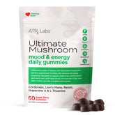 ATRx Labs Ultimate Mushroom Daily Gummies bottle front showing apple-berry flavor for daily wellness