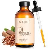 Auelife Teakwood & Mahogany diffuser bottle delivering a warm, long-lasting wood scent