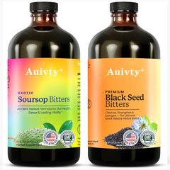 Auivty Soursop Bitters bottle front with herbal blend for digestion.