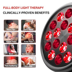 Aumtrly red light therapy lamp showing 660nm and 850nm spectrum for skin and wellness.