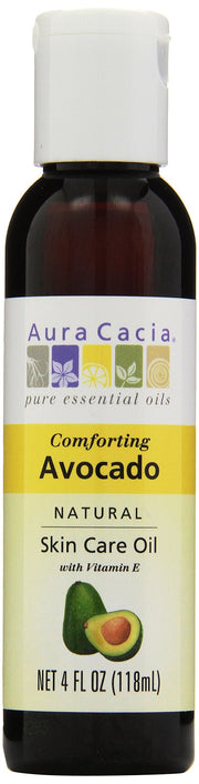 Aura Cacia avocado skin care oil bottle for deep moisture and softness.