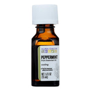 Aura Cacia Cooling Peppermint Essential Oil bottle ready for diffuser use and refreshing aromatics.