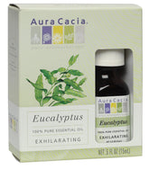 Aura Cacia Eucalyptus bottle close-up for a crisp, refreshing aroma.