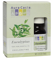 Aura Cacia Eucalyptus bottle close-up for a crisp, refreshing aroma.