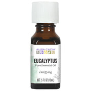 Aura Cacia Eucalyptus oil bottle 0.5 oz for refreshing diffuser sessions.