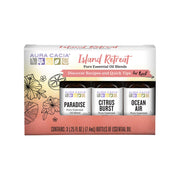 Aura Cacia Island Retreat kit packaging showing all three blends for easy diffusion at home