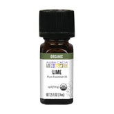 Aura Cacia lime oil bottle front view for uplifting aromatherapy.