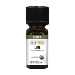 Aura Cacia lime oil bottle front view for uplifting aromatherapy.