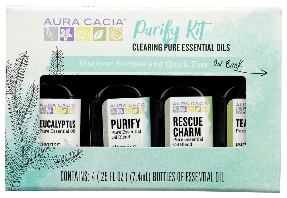Aura Cacia Purify kit with eucalyptus bottle for refreshing spaces