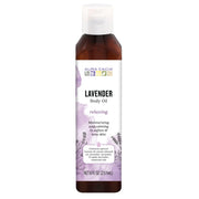 Aura Cacia Relaxing Lavender body oil bottle for at-home spa