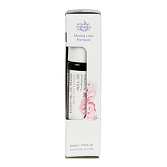 Aura Cacia Rose Roll-On in apricot oil base highlights skin nourishment.