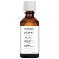 Aura Cacia Tea Tree Oil bottle with safe dilution in mind for skin care