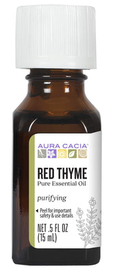Aura Cacia Thyme Red essential oil bottle ready for diffuser blends.