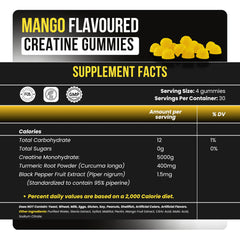 Aura HK Creatine Gummies mango flavor serving highlights sugar-free energy support.