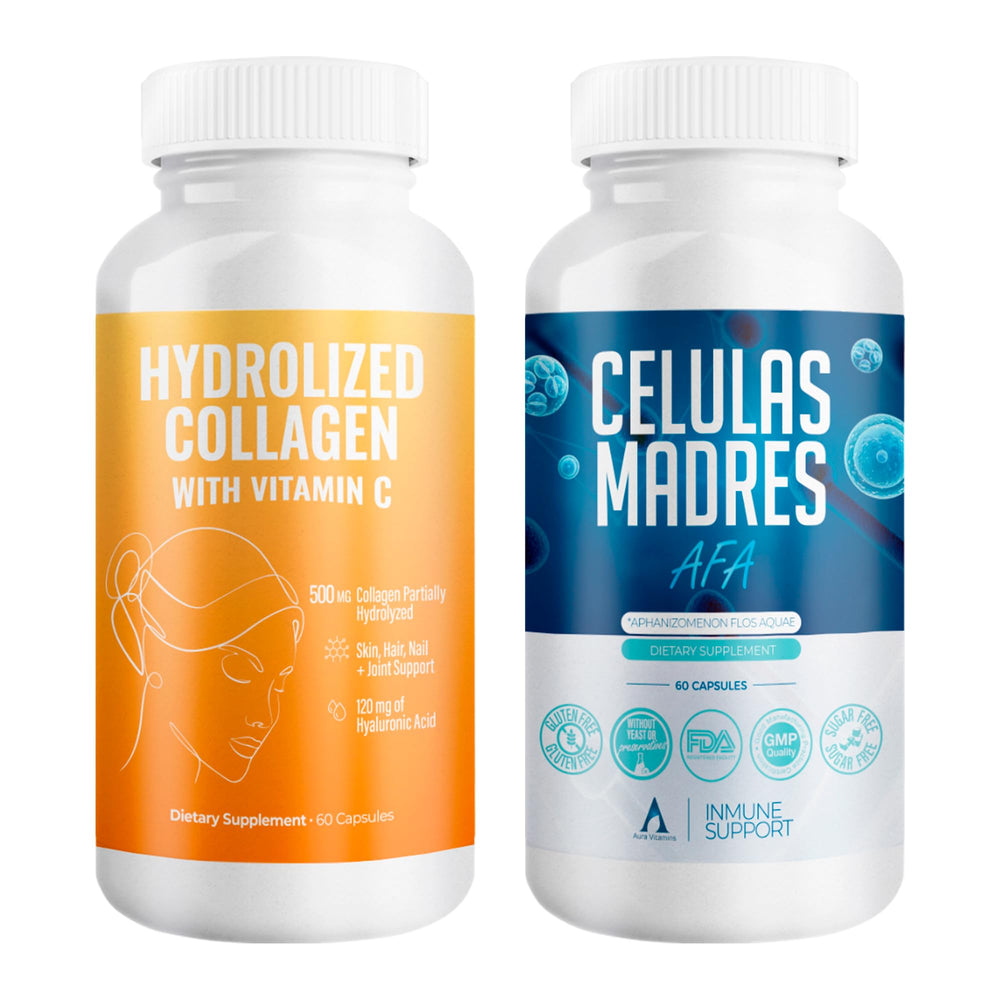 Aura Vitamins Mega Antioxidant Bundle bottle front view highlighting daily energy and skin support.