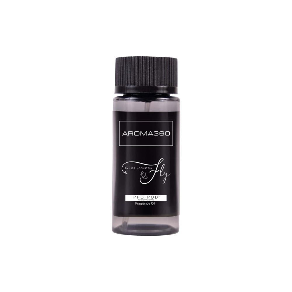 Aroma360 Fly by Lisa Hochstein bottle pour for long-lasting diffuser fragrance in a stylish space