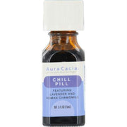 Aura Cacia Chill Pill bottle image highlighting the pure essential oil blend for calm moments