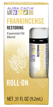 Aura Cacia Frankincense Roll-On bottle designed for portable, on-the-go aroma.