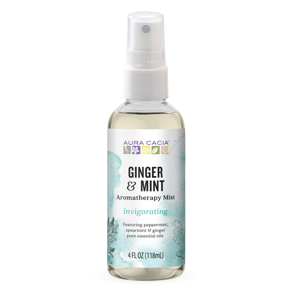 Aura Cacia Ginger Mint aromatherapy mist spray bottle for mood refresh and on-the-go scent