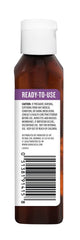 Aura Cacia bottle label promotes no synthetic colors or fragrances