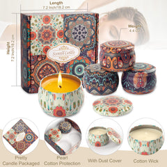 Auralome scented candle set ornate label artwork enhances decor.