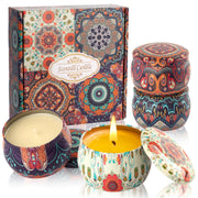 Auralome scented candle set packaging with elegant artwork, ideal for gifting.