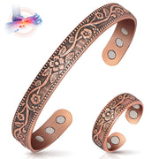 Auramag copper bracelet with cross-design close-up for daily wear.