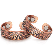 Auramag Copper-Flower Magnetic Ring closeup showing stylish design with magnets.