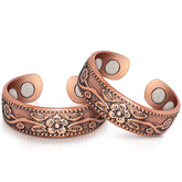 Auramag copper ring with plum blossom design, stylish daily wear.