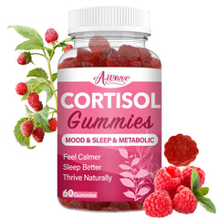 Auranic Cortisol Detox Gummies jar with berry flavor for daily balance.