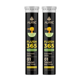 Auric Flush 365 packaging shown for daily digestive support ritual.
