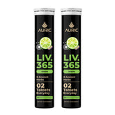 Auric Liv365 bottle front view with lemon flavor and daily liver support.