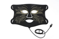 Aurphany LED mask on the face showing 324 LEDs for deep light therapy and a soothing routine