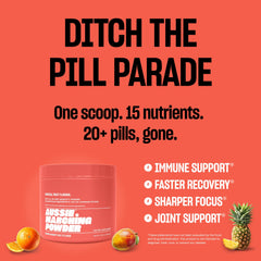 Aussie Marching Powder Creatine and L-Theanine visual suggesting focused calm.