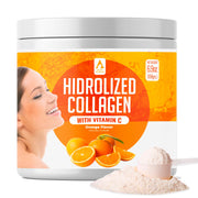 AV Orange hydrolyzed collagen tub ready to mix in beverages