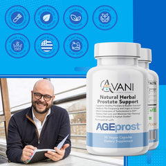 Close-up of AGEprost label highlighting ingredients and benefits