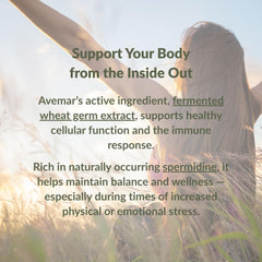 Avemar natural fermentation process label emphasizing clean, plant-based origin