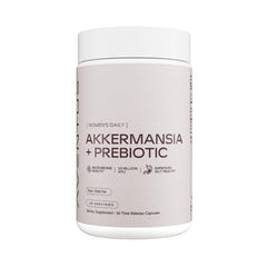 Aventus Women's Daily Akkermansia bottle front showing 10B AFU potency for gut health.