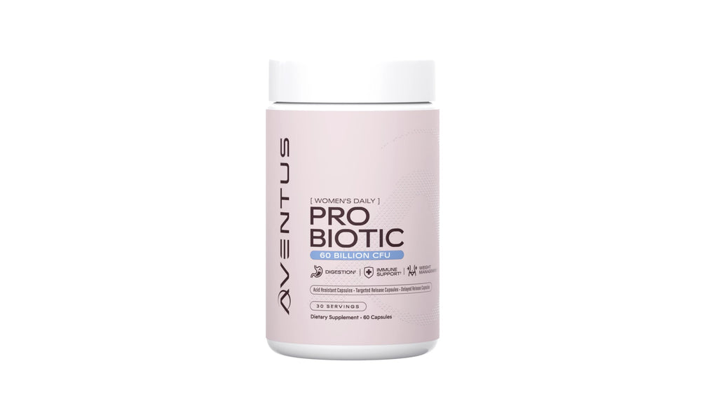 A ventus Women's Daily Probiotic bottle with capsules for digestive balance and immune support.