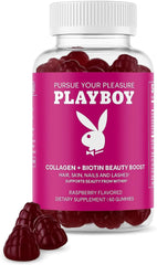 Avid Playboy Beauty Boost Gummies bottle, raspberry flavor, daily beauty support.